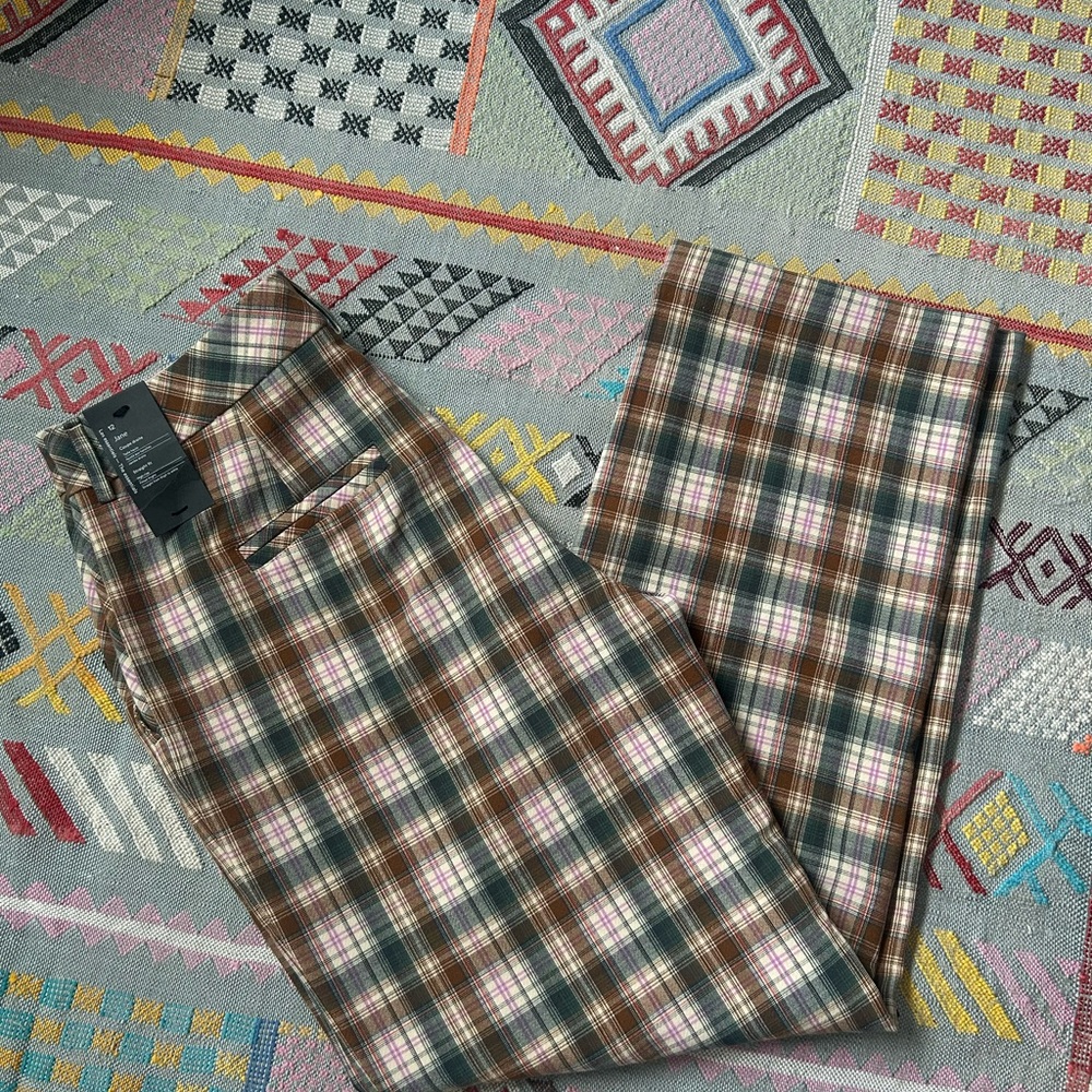 Frank & Oak women’s plaid straight leg pant size 12